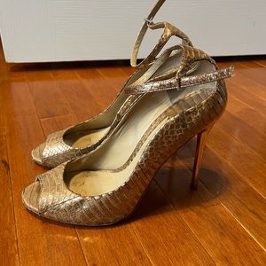Brown Atwood gold high heeled shoes size 10